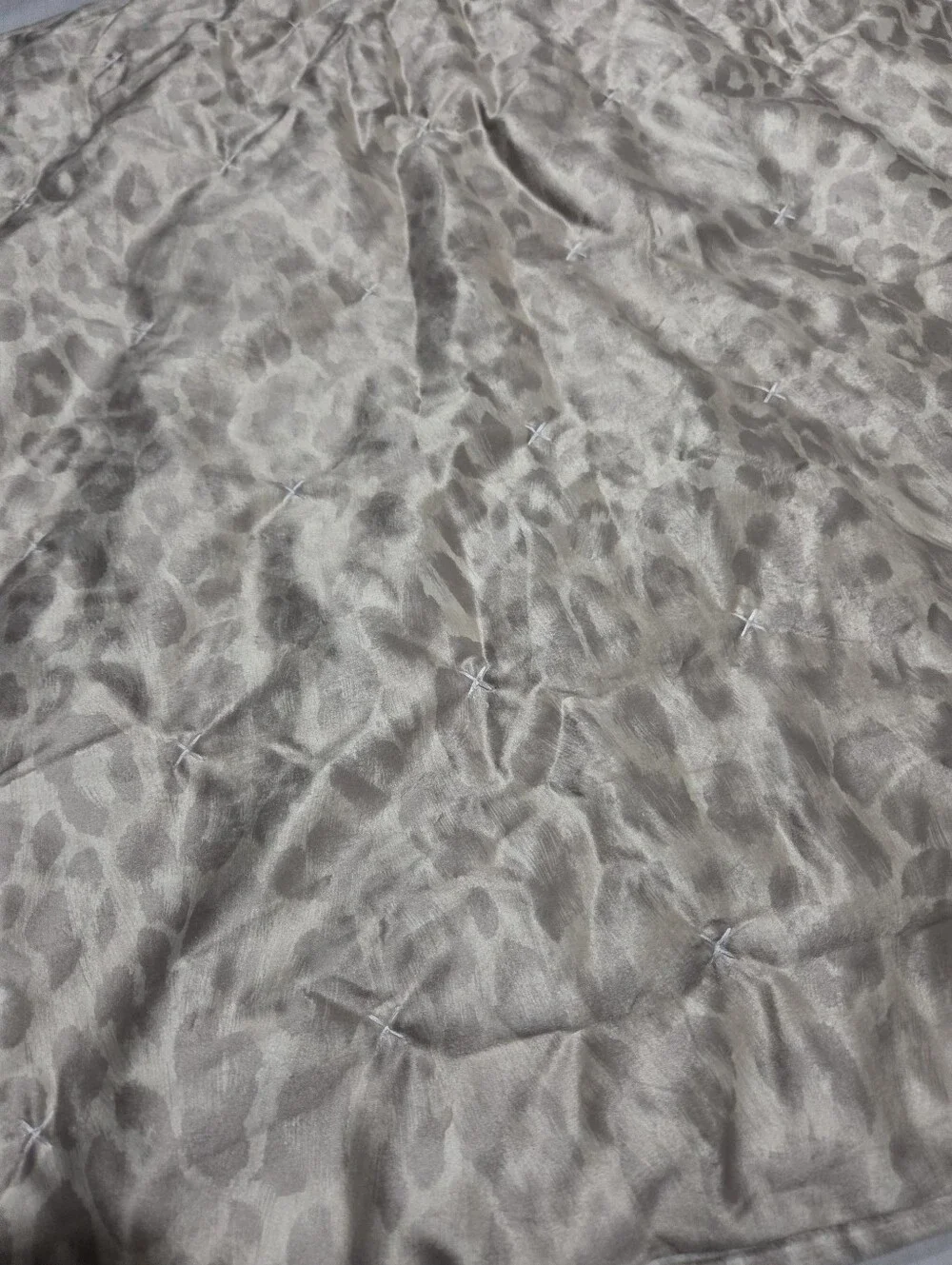 Z Gallerie Silvery Gold Leopard Print Satin Quilted Euro Pillow Sham ONE